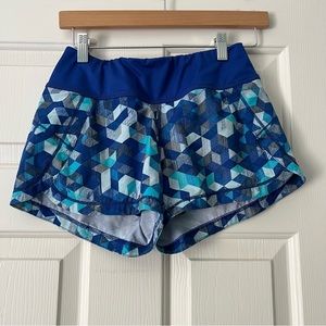 Geometric Blue Athleta Running Shorts